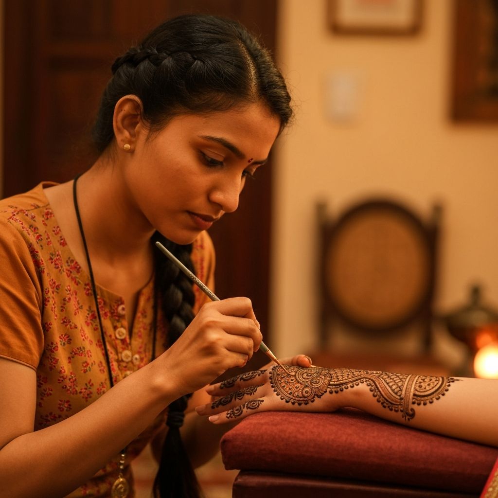 Ankur Mehandi Artist applying mehndi