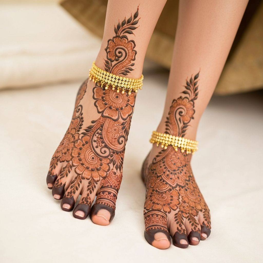 Bridal foot mehndi